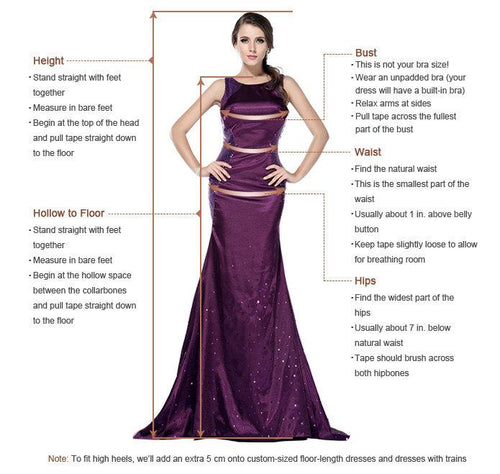 A Line V Neck Green/Blue Long Prom Dresses, Green/Blue Long Formal Evening Dresses Measure Guide