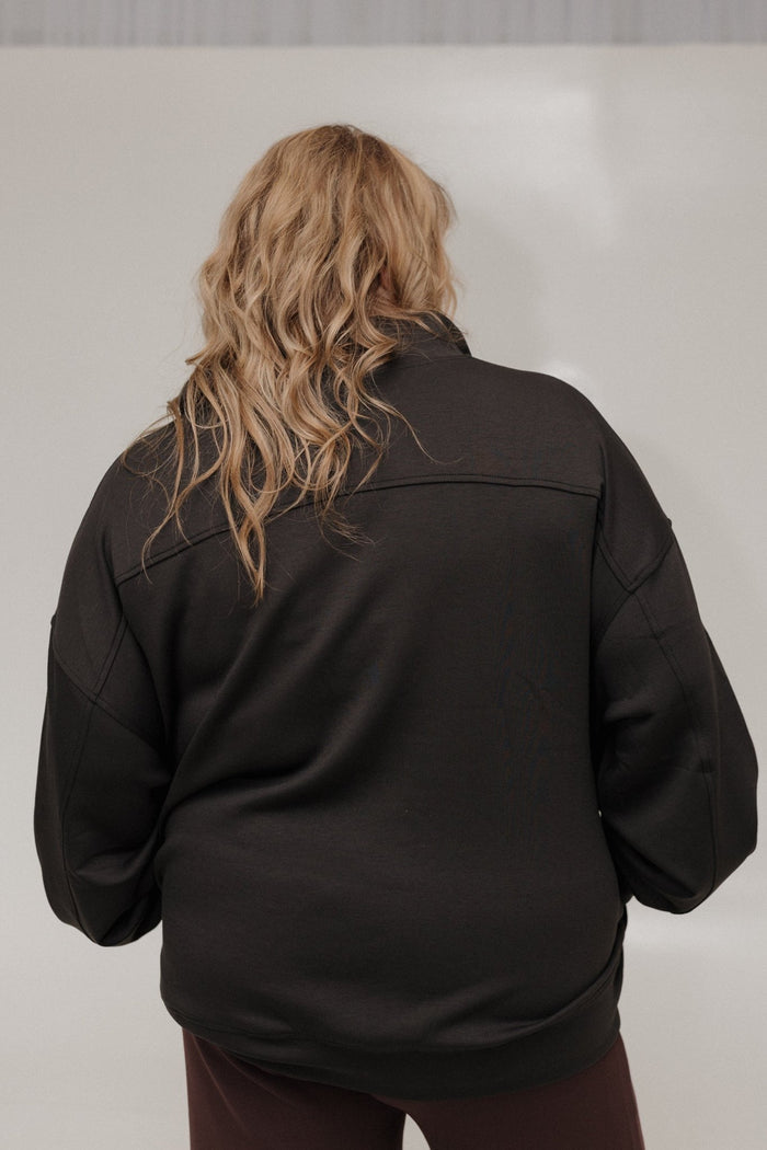 AIRLUXE HALF ZIP DOLMAN PULLOVER IN BLACK - Love Marlow