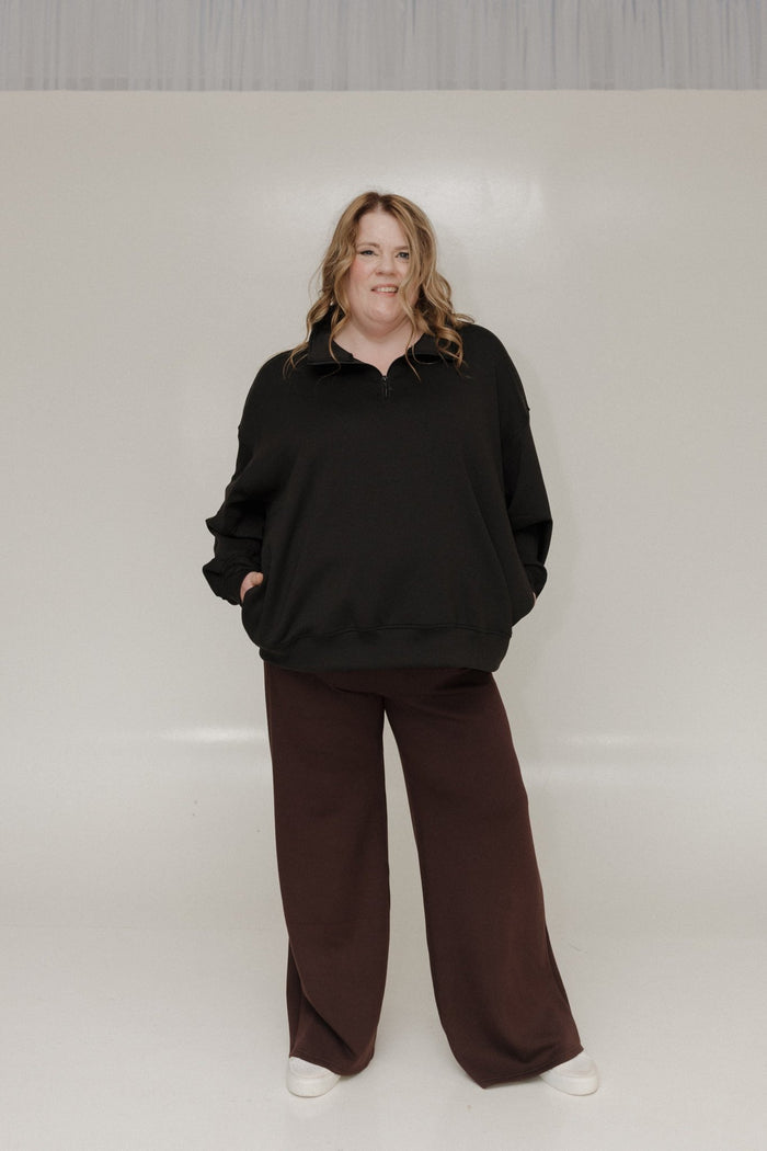AIRLUXE HALF ZIP DOLMAN PULLOVER IN BLACK - Love Marlow