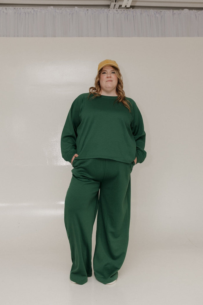 AIRLUXE RAGLAN LONG - SLEEVE SWEATSHIRT IN EMERALD - Love Marlow