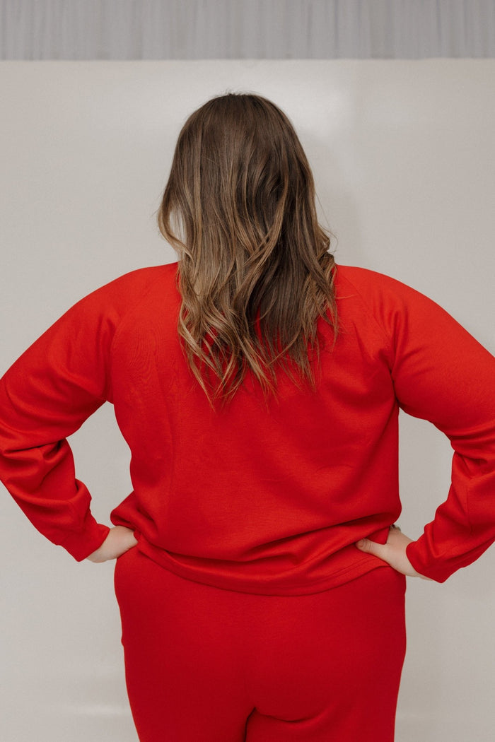 AIRLUXE RAGLAN LONG - SLEEVE SWEATSHIRT IN RED - Love Marlow