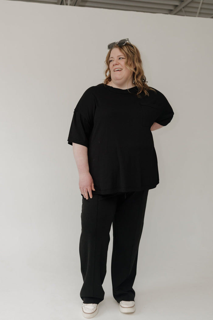 Baby Ribbed Boyfriend Knit Top – Black - Love Marlow