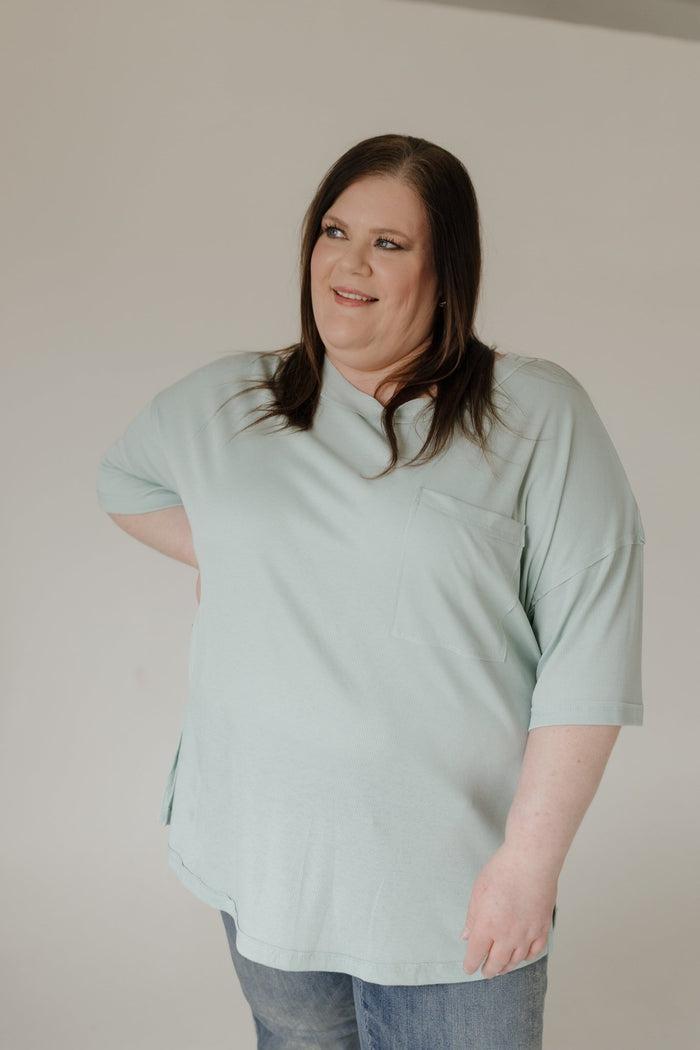 Baby Ribbed Boyfriend Knit Top – Mint - Love Marlow