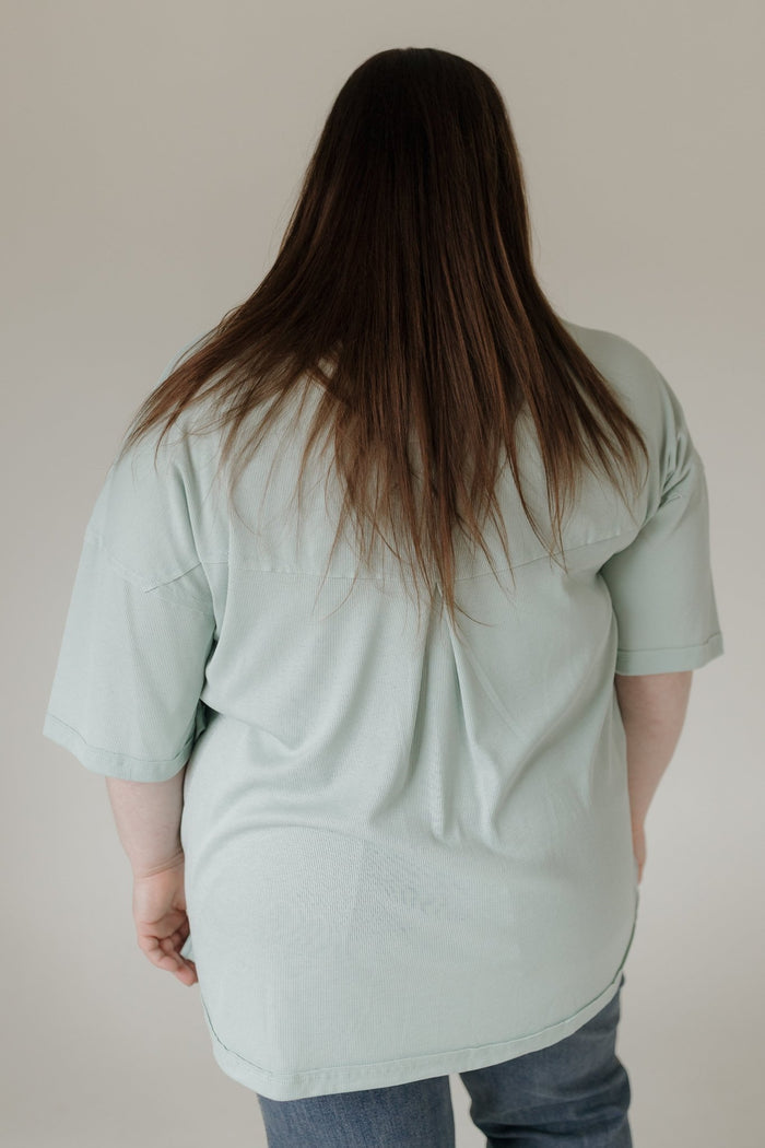 Baby Ribbed Boyfriend Knit Top – Mint - Love Marlow