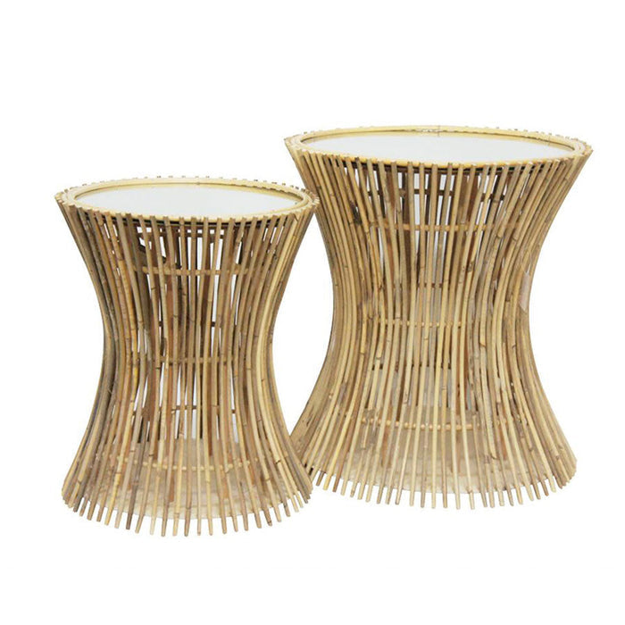 Stoneleigh & Roberson Bamboo Side Table with Mirror Top (50cm) | Koop.co.nz