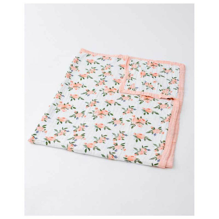 Little Unicorn Big Kids Cotton Muslin Quilt – Watercolour Roses | Koop.co.nz