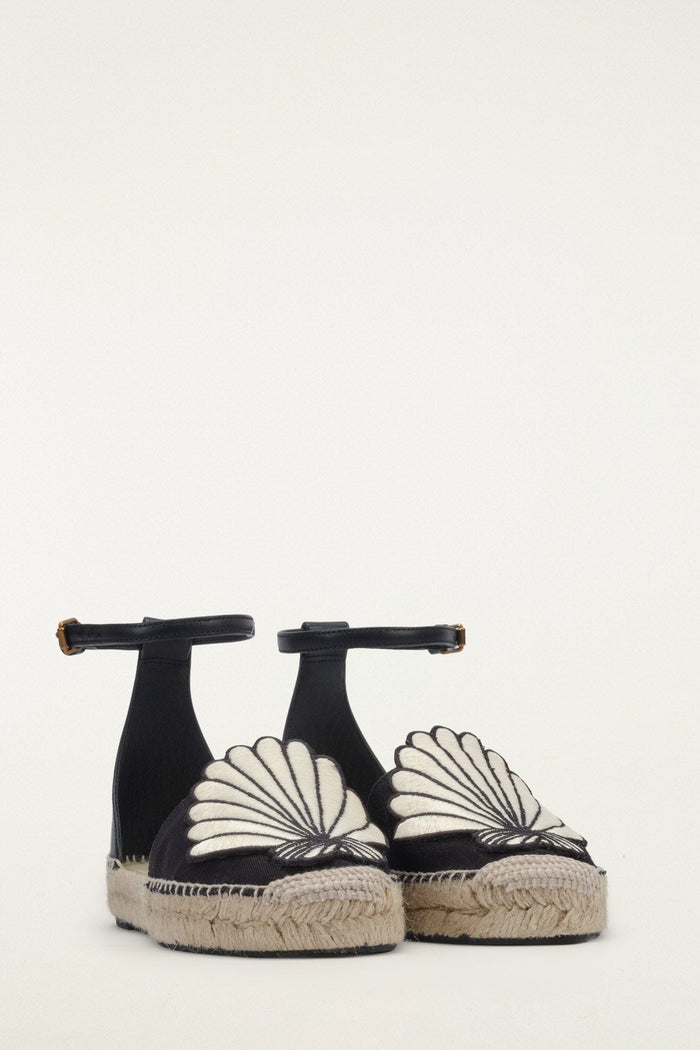 Black 3D Shell Iconic Espadrille Sandal