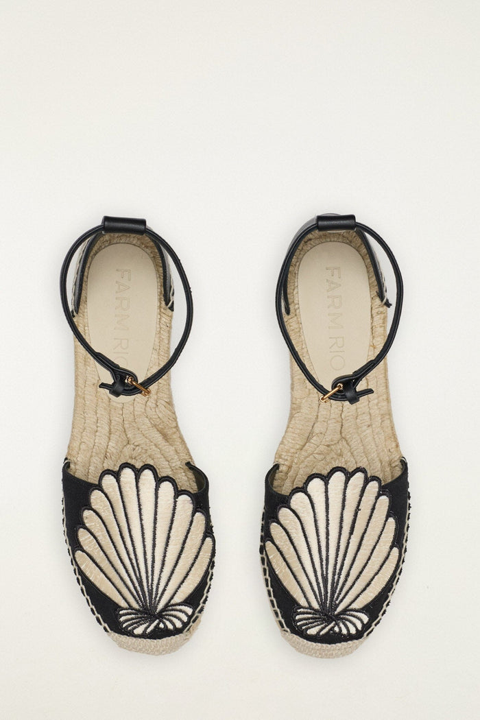 Black 3D Shell Iconic Espadrille Sandal