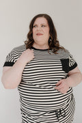 Black Accent Striped Dolman Top - Love Marlow