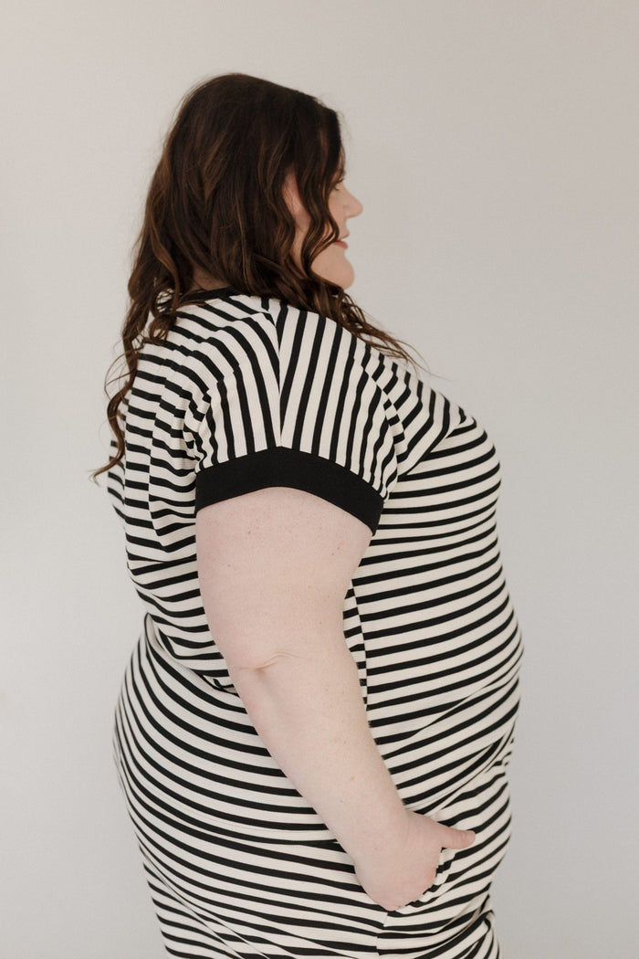Black Accent Striped Dolman Top - Love Marlow