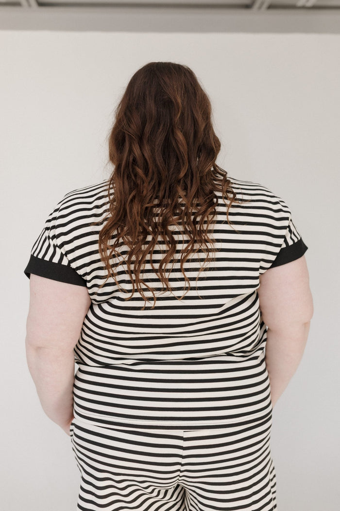 Black Accent Striped Dolman Top - Love Marlow