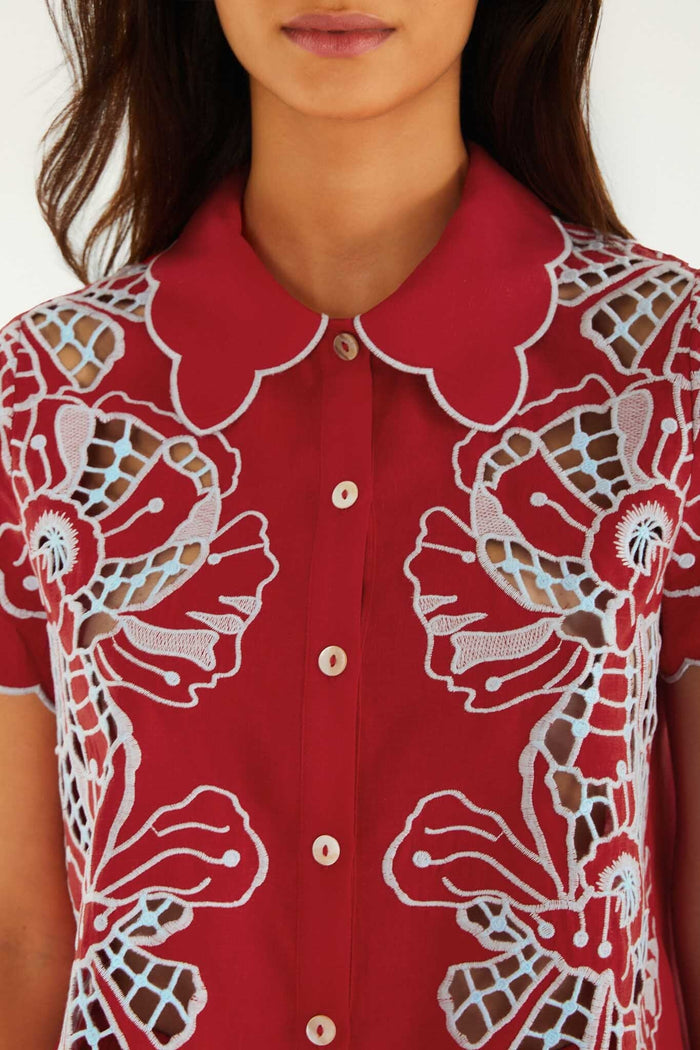 FARM Rio model wearing the Blouse With Embroidery And Buttons
