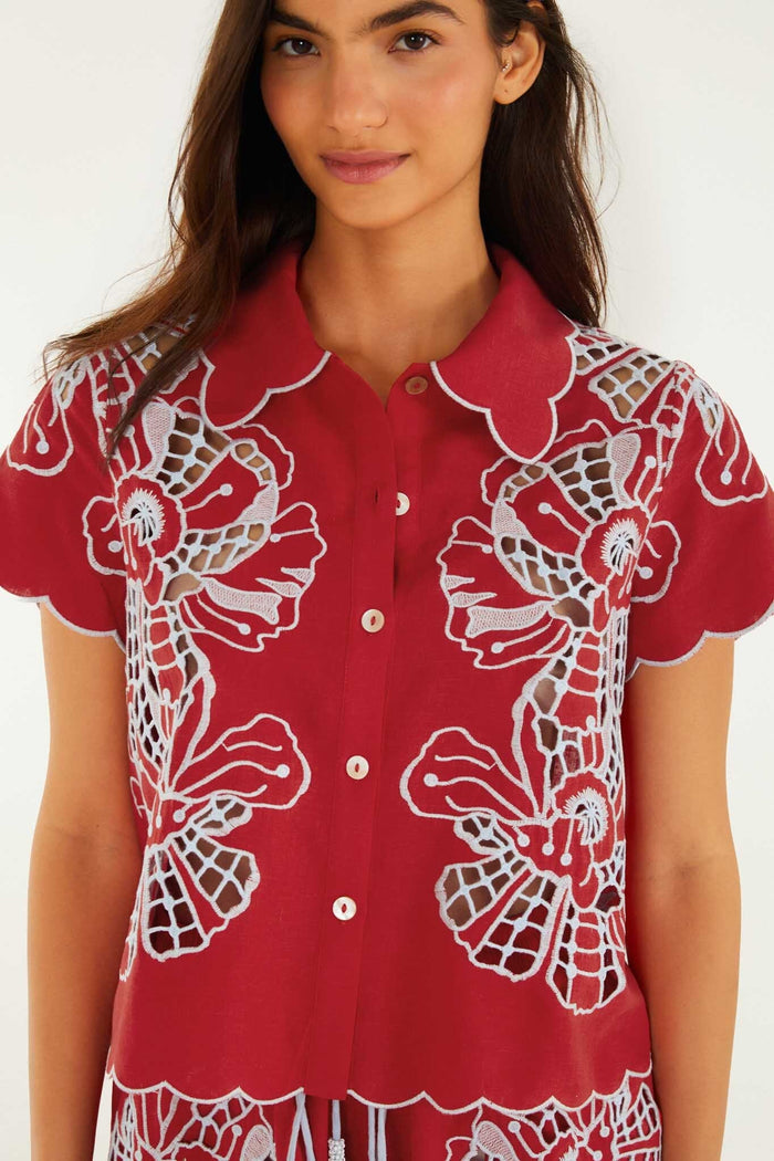 FARM Rio model wearing the Blouse With Embroidery And Buttons