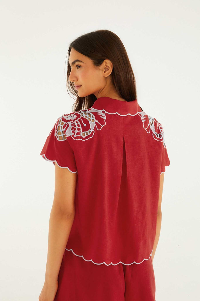 FARM Rio model wearing the Blouse With Embroidery And Buttons