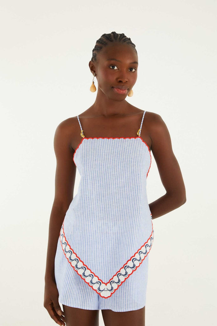 FARM Rio model wearing the Blouse With Embroidery Detail