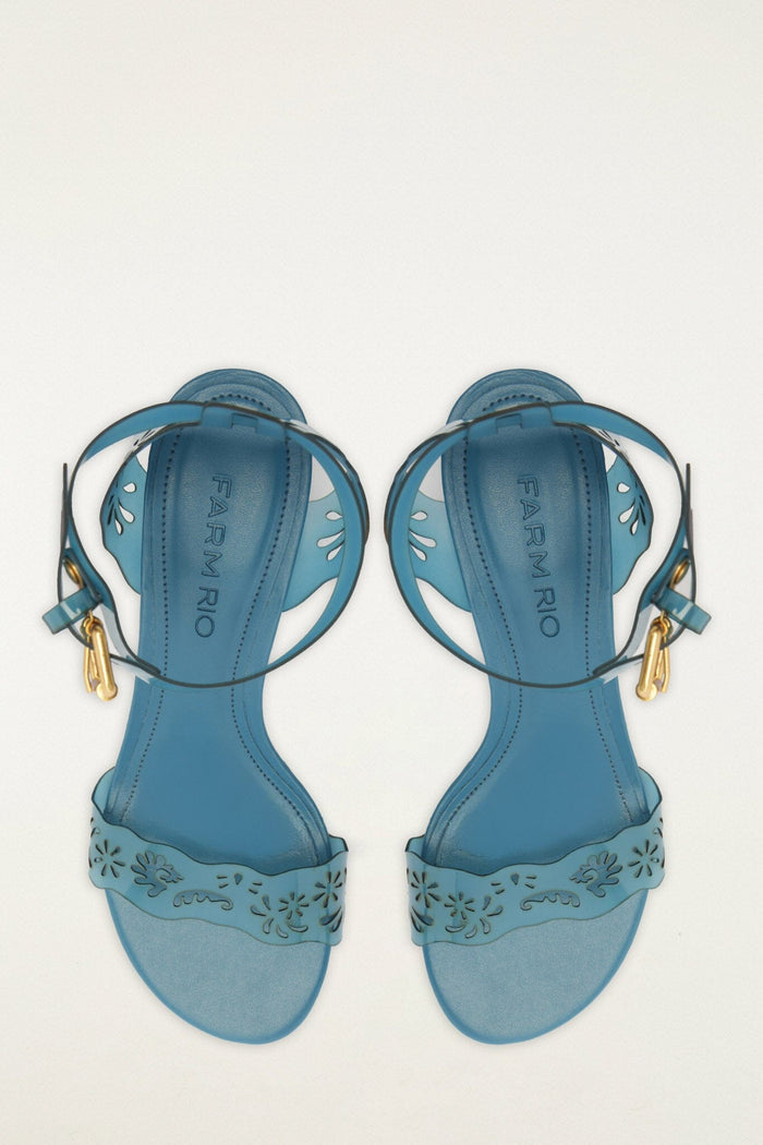 Blue Lace Jelly Kitten Heeled Sandal