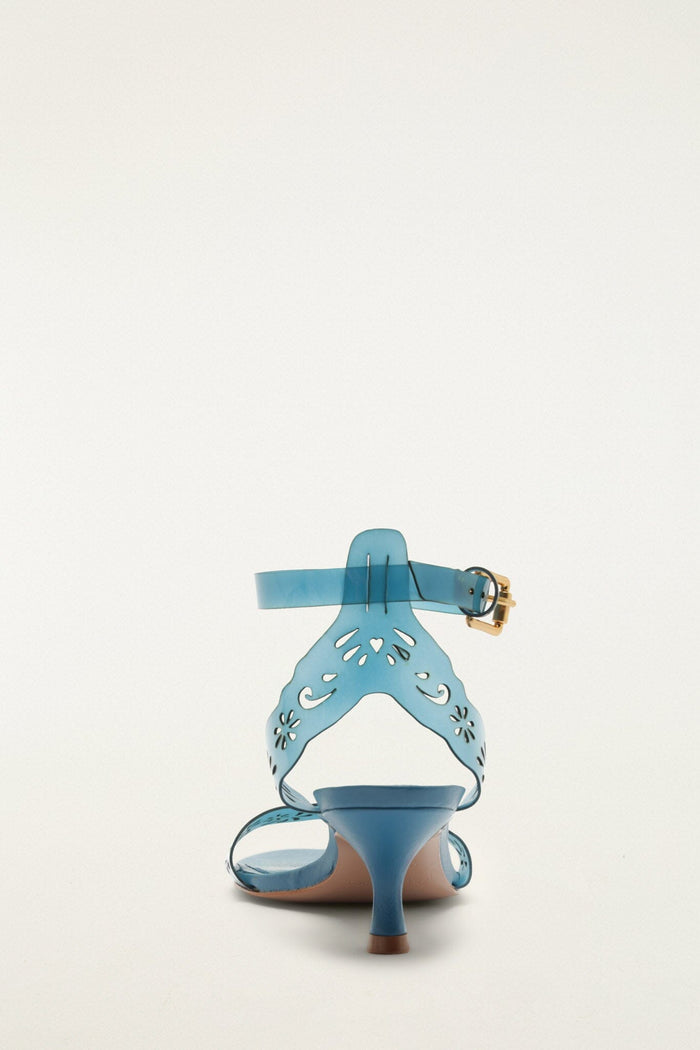 Blue Lace Jelly Kitten Heeled Sandal
