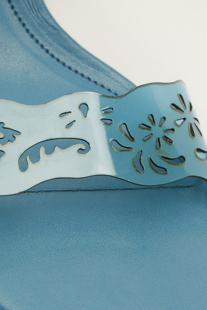 Blue Lace Jelly Kitten Heeled Sandal