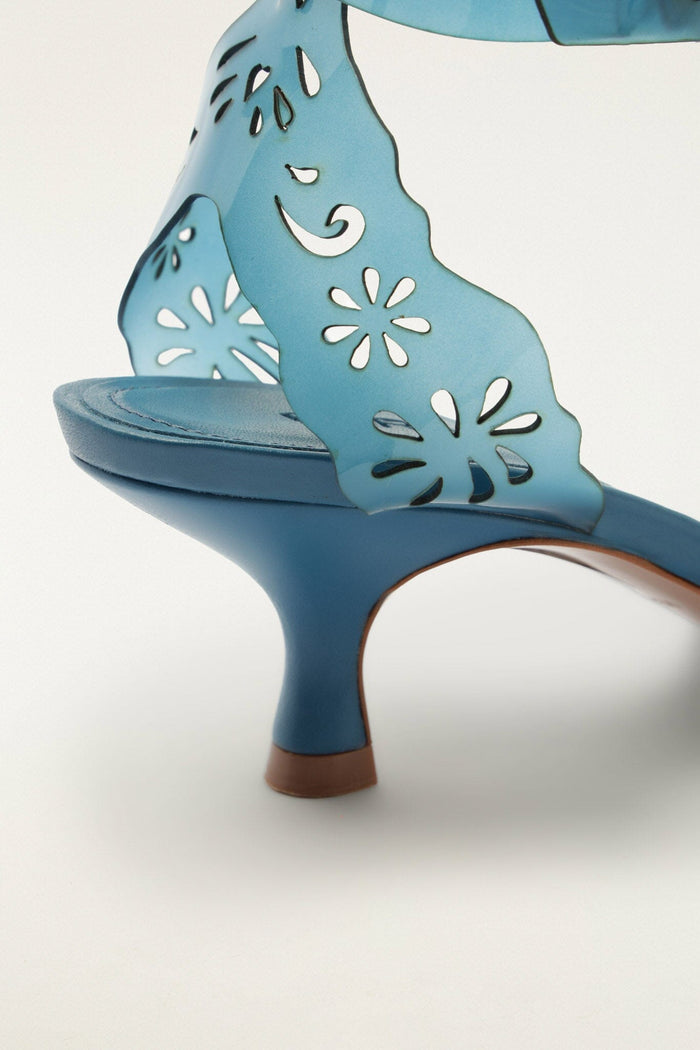 Blue Lace Jelly Kitten Heeled Sandal