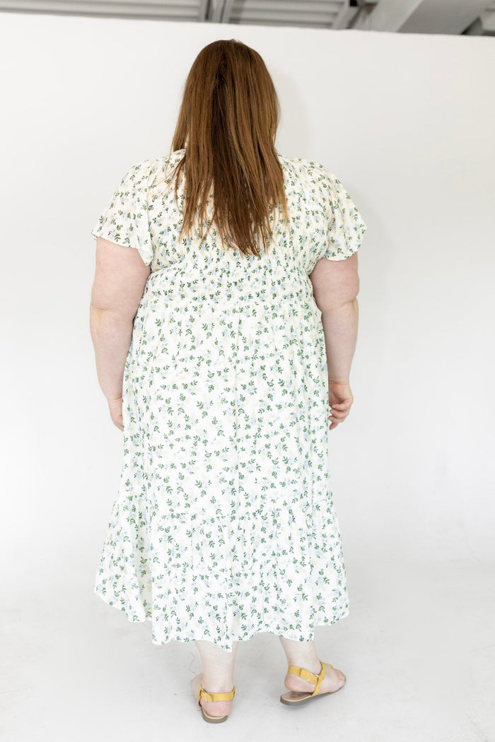 Blue Petal Smocked Floral Midi Dress - Love Marlow