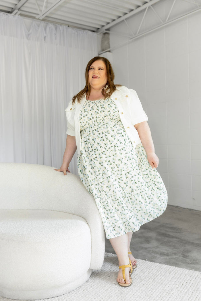 Blue Petal Smocked Floral Midi Dress - Love Marlow