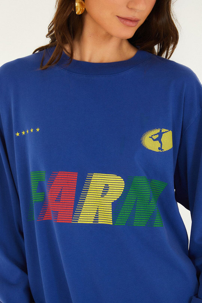 FARM Rio model wearing the Blue Together We Play Long Sleeve T-Shirt