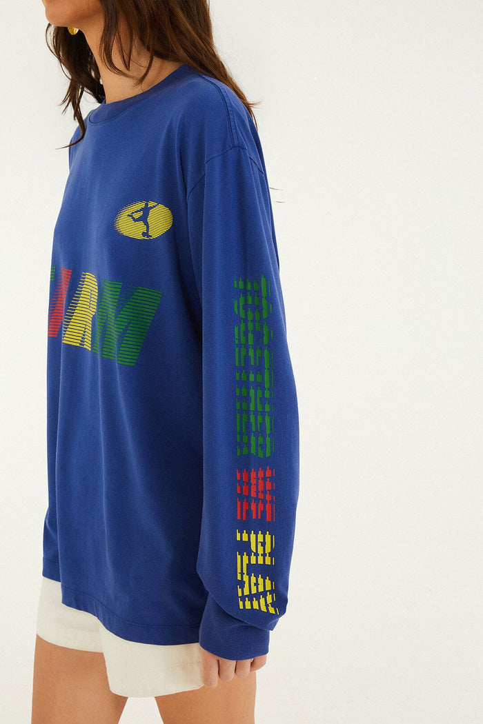 FARM Rio model wearing the Blue Together We Play Long Sleeve T-Shirt