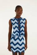 FARM Rio model wearing the Blue Waves Crochet Top