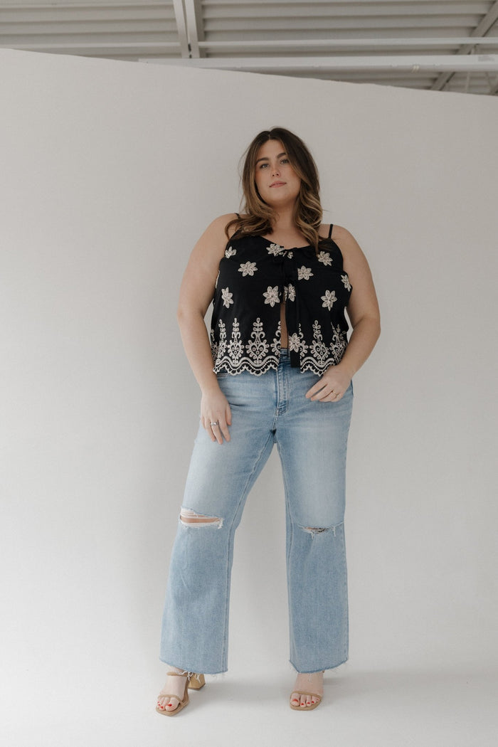 Boho Eyelet Lace Embroidered Cami Top – Feminine Scalloped Hem - Love Marlow