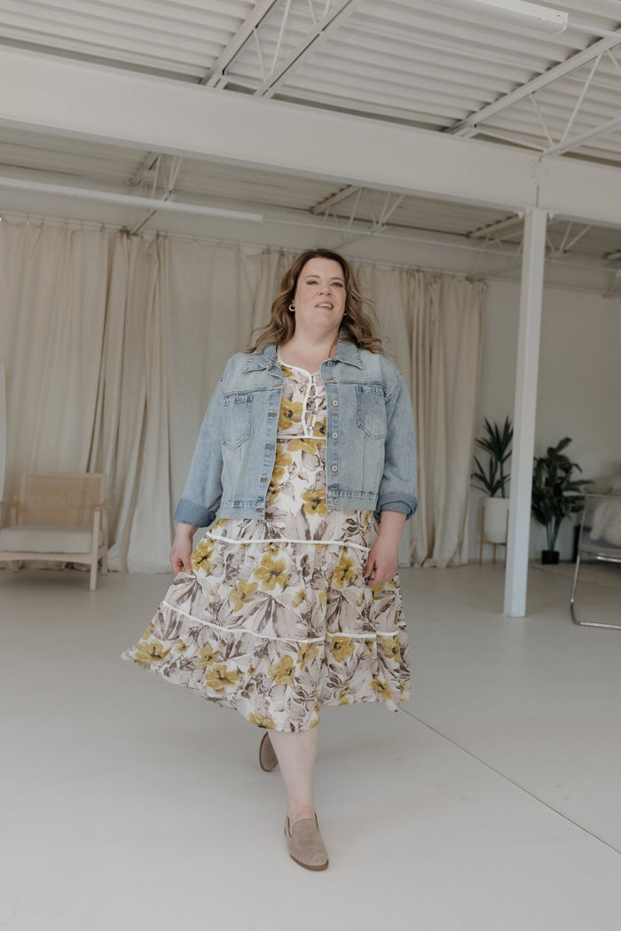 BOLD FLORAL MIDI LENGTH SHIFT DRESS - Love Marlow