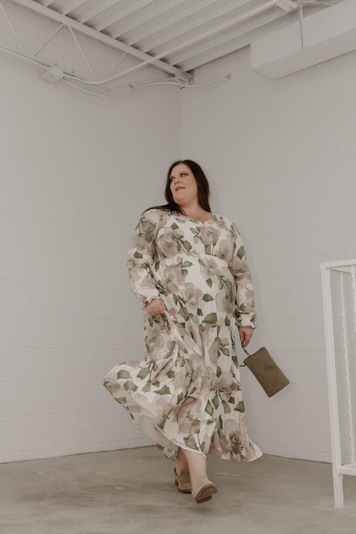 BOLD FLORAL SMOCKED BODICE MAXI DRESS - Love Marlow