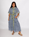 Botanical Print Belted Midi Dress