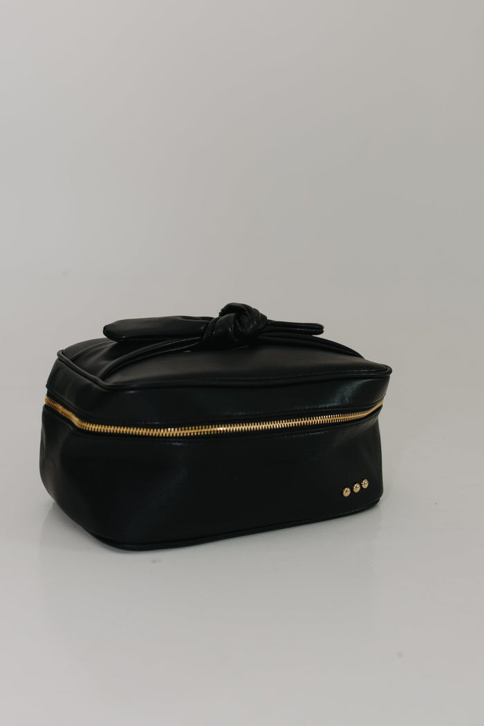 BOW MAKEUP BAG WITH MIRROR - TRAVEL COSMETIC ORGANIZER - Love Marlow