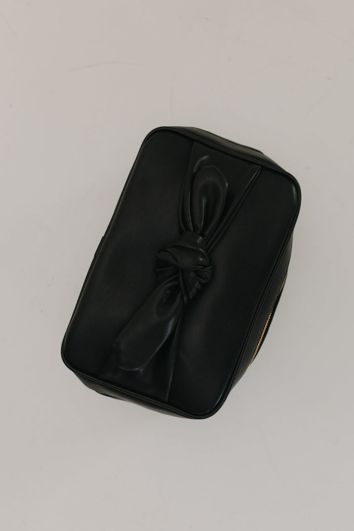 BOW MAKEUP BAG WITH MIRROR - TRAVEL COSMETIC ORGANIZER - Love Marlow