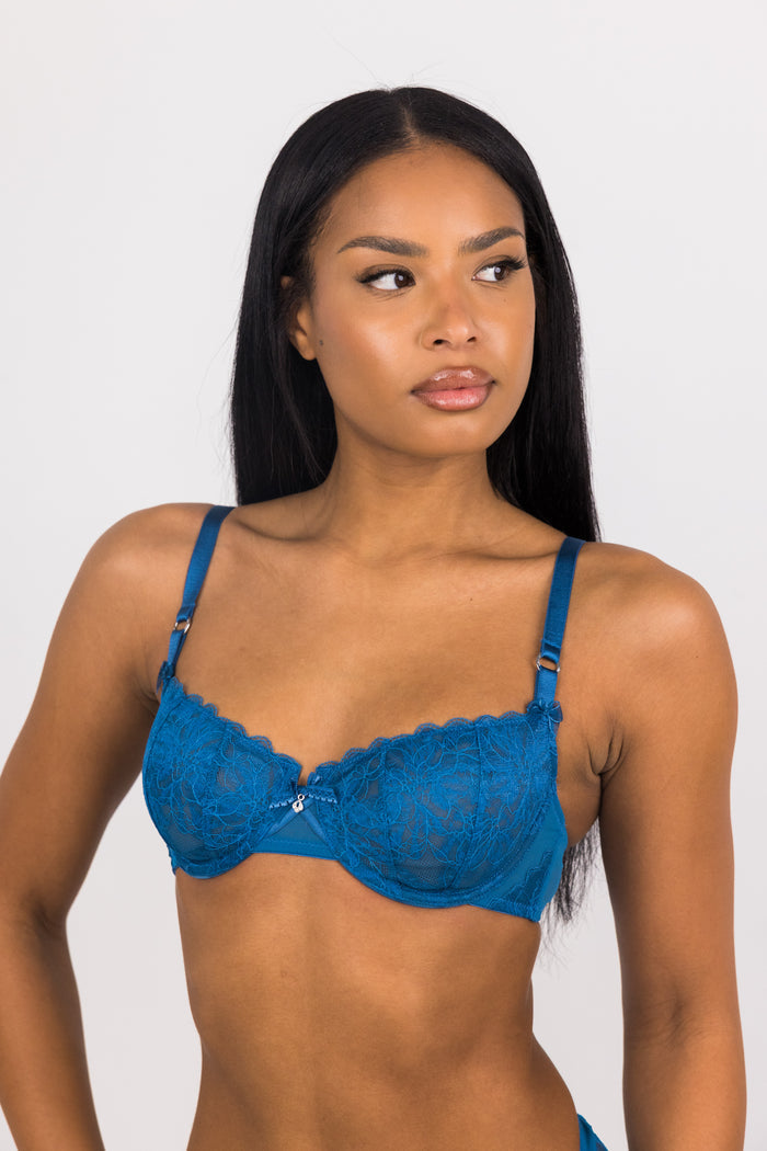 LILUNDERWEAR Briana Balconnet Bleu - balconnet vue de face