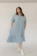 Button Front Tiered Dress – Chambray Mist - Love Marlow