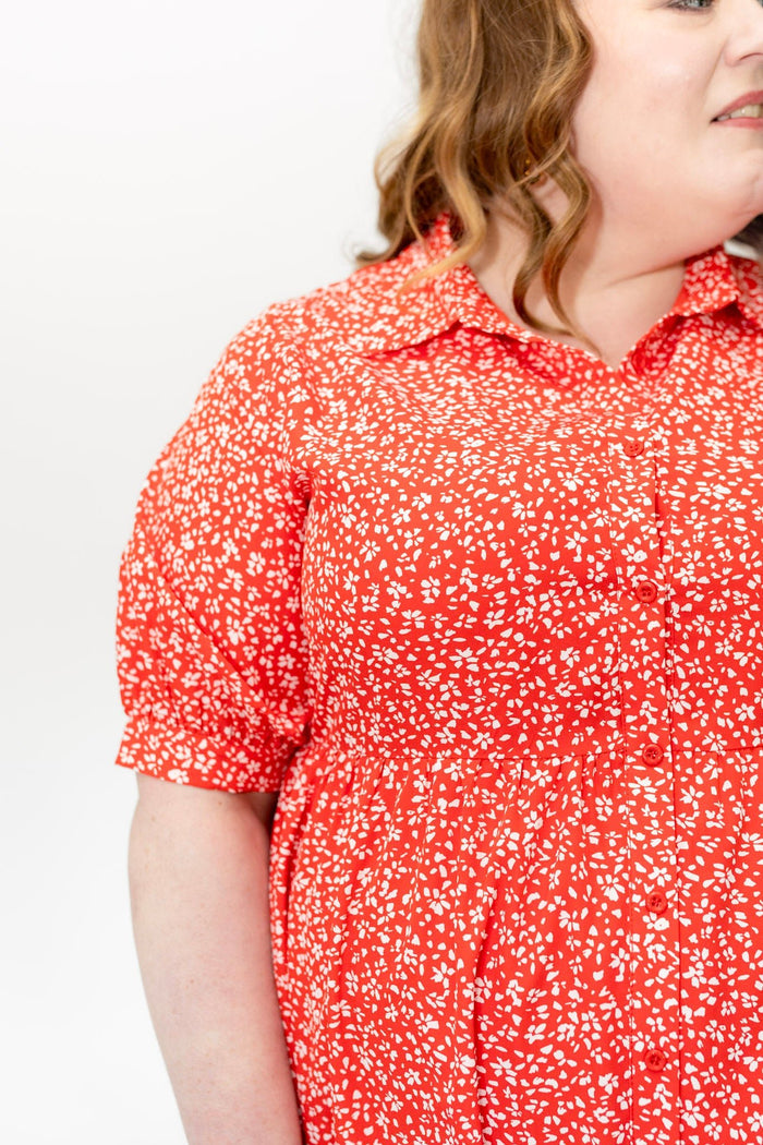 Caliente Floral Button-Front Tiered Midi Dress - Love Marlow