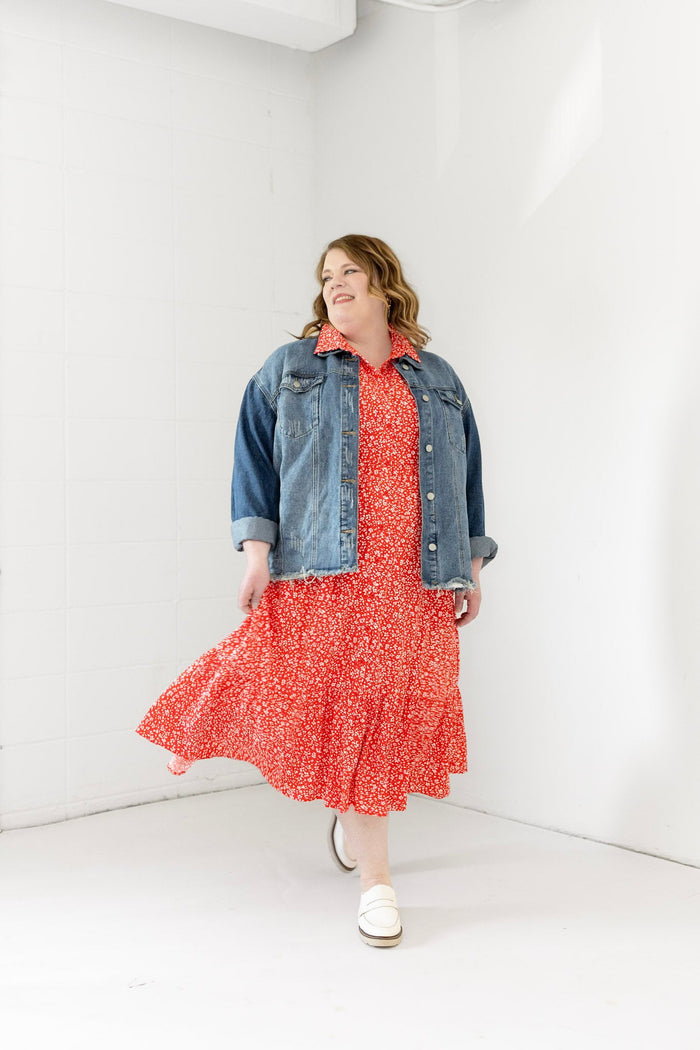 Caliente Floral Button-Front Tiered Midi Dress - Love Marlow