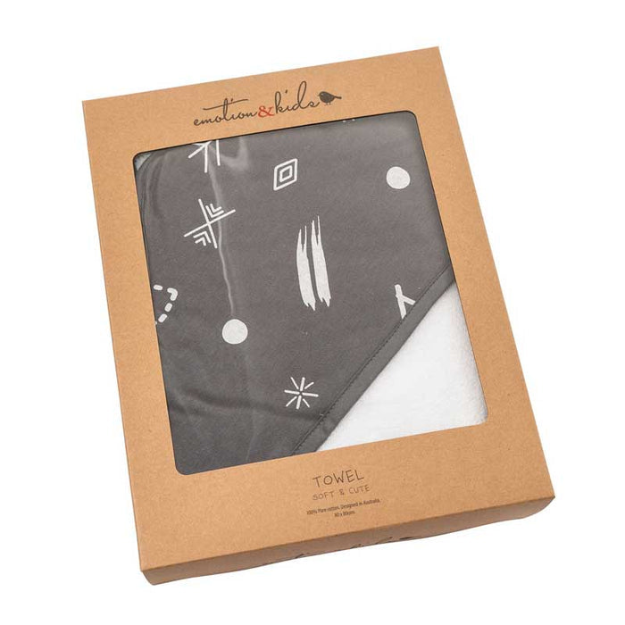 Emotion & Kids Charcoal Doodle Hooded Towel | Koop.co.nz