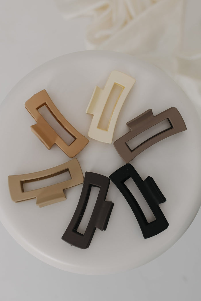 CHARCOAL GREY MATTE RECTANGLE CUT - OUT CLAW CLIP - Love Marlow