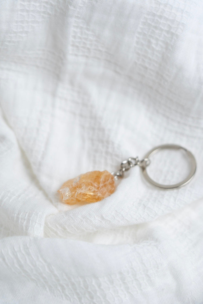 CITRINE RAW CRYSTAL KEYCHAIN – PROSPERITY, ABUNDANCE, & CREATIVITY STONE - Love Marlow
