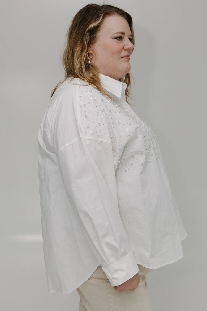 CLASSIC BUTTON - UP WITH PEARLS AND SPARKLES - Love Marlow