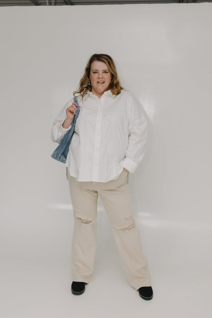 CLASSIC BUTTON - UP WITH PEARLS AND SPARKLES - Love Marlow