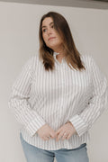 Classic Relaxed Striped Poplin Button Down - Off White | Black - Love Marlow