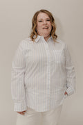 Classic Relaxed Striped Poplin Button Down - Off White | Classic Blue - Love Marlow