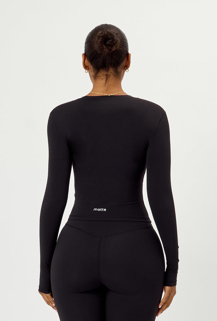 Cloudform Long Sleeve Crop - Black