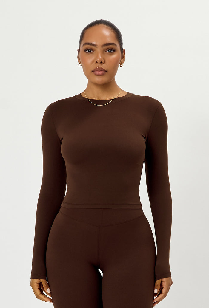 Cloudform Long Sleeve Crop - Espresso