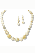 Coastal Stone Beaded Necklace & Earring Set