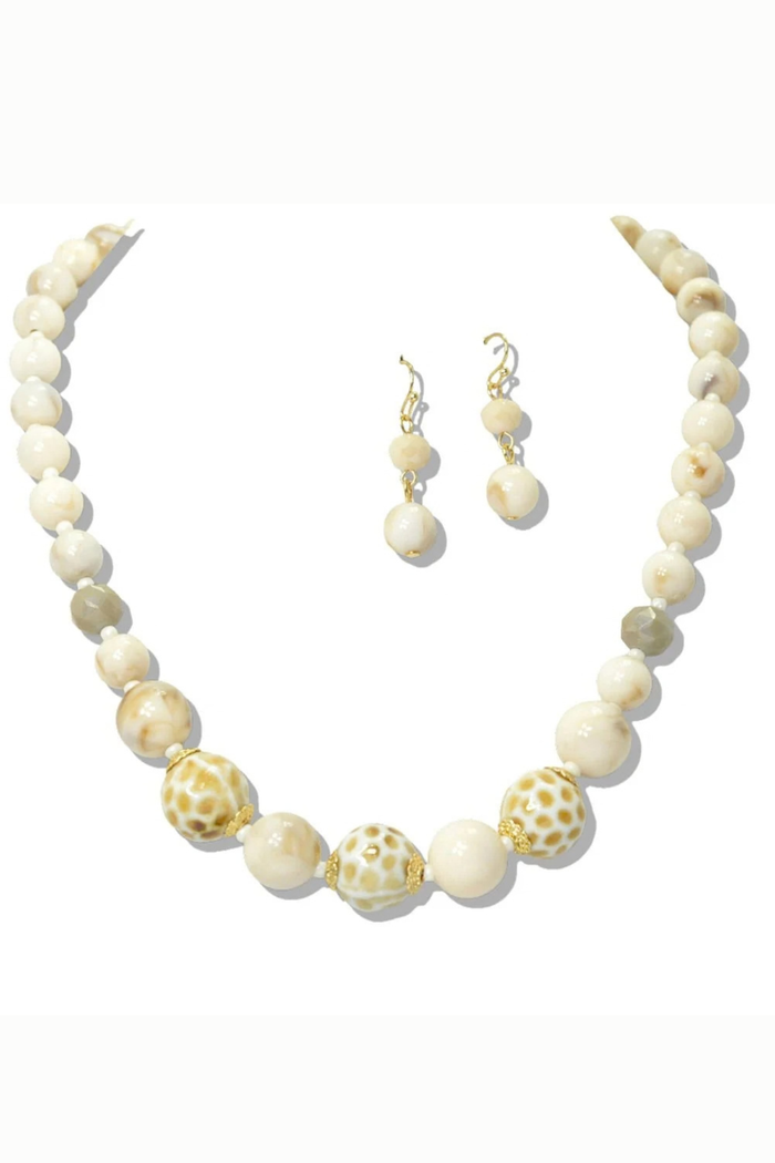 Coastal Stone Beaded Necklace & Earring Set