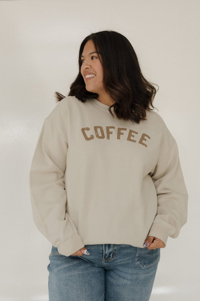 "COFFEE" DROP - SHOULDER CREWNECK SWEATSHIRT - Love Marlow